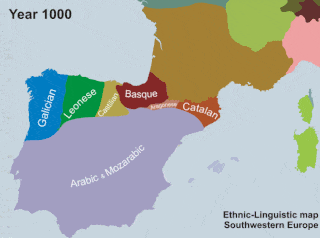 map of languages in Iberia from 1000AD